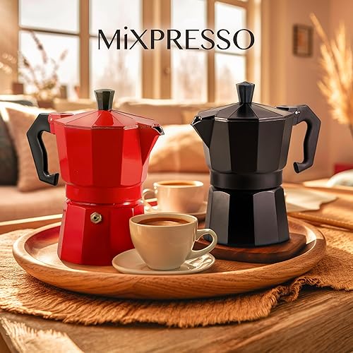 Miniatura 9 de Mixpresso Cafetera de aluminio con una taza cafetera Moka Pot para estufa de gas o eléctrica cafetera clásica italiana cafetera Espresso Greca