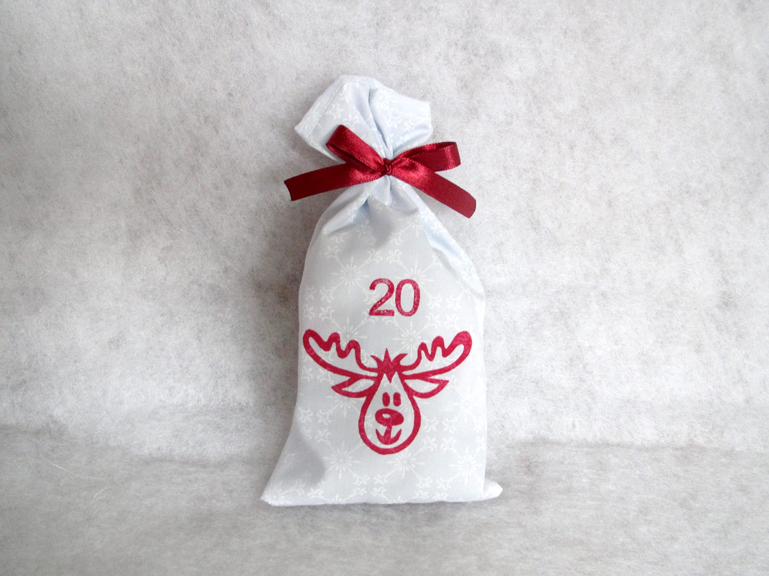 Adventskalender, handbedruckt mit Motivstempeln,24 Säckchen, zum Befüllen