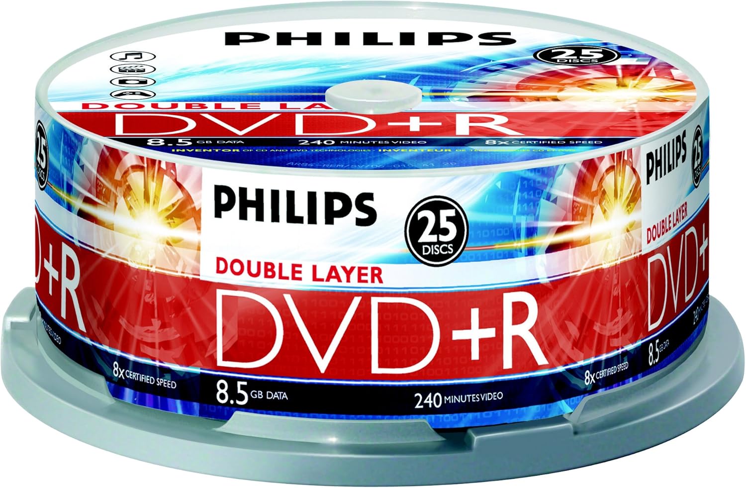 Philips 8X DVD+R DL Double Layer 8.5GB Spindle 25 Pack (DR8S8B25F/17)