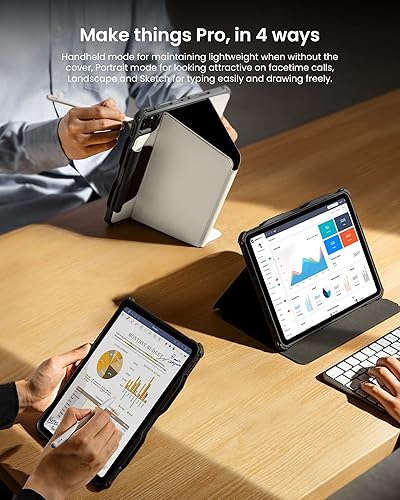 Miniatura 7 de tomtoc Funda para iPad Pro ultra desmontable para iPad Pro de 11 pulgadas de 43 generación (M2 y M1), funda protectora con protectores de bolsa de