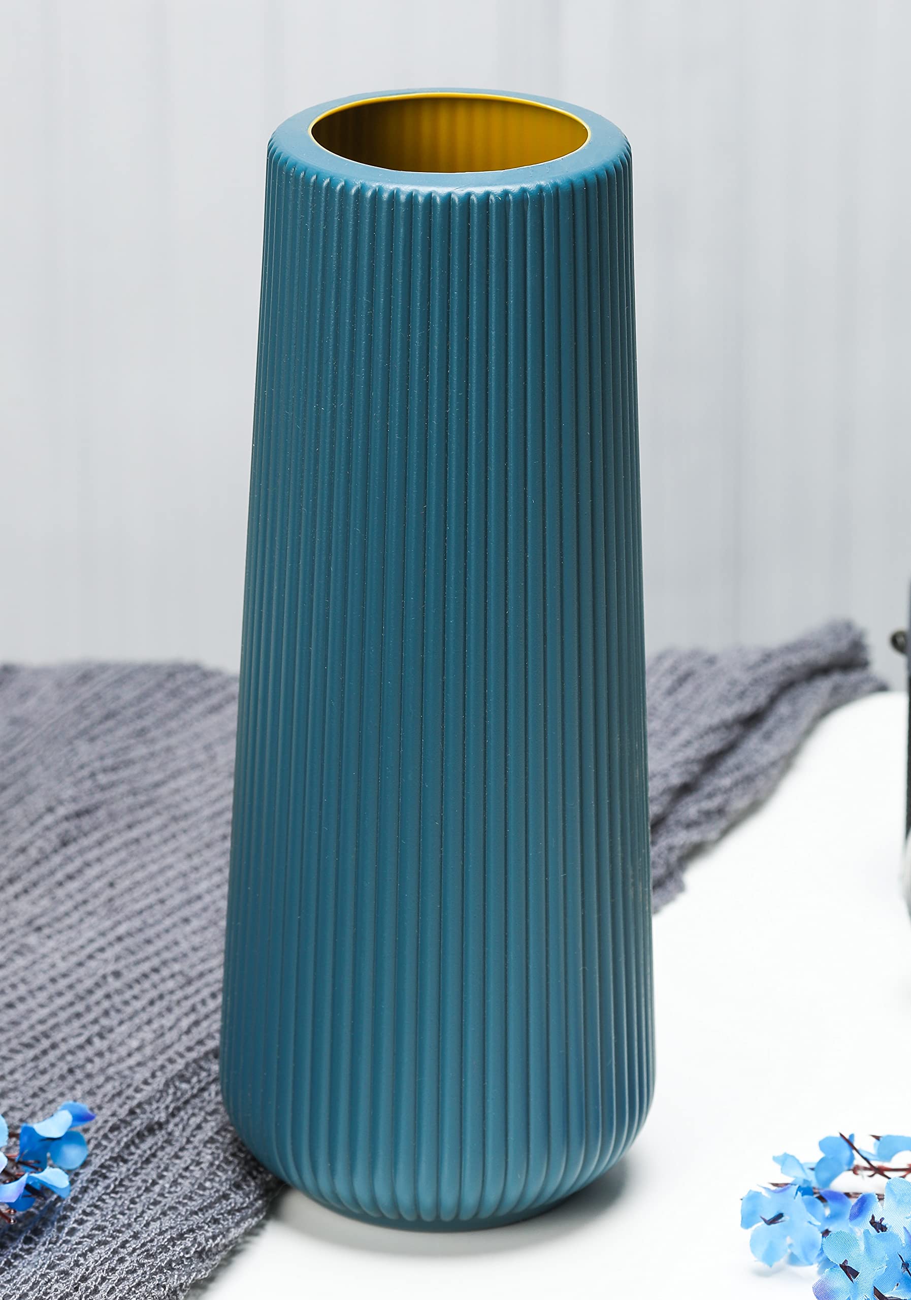 SATYAM KRAFT 1 Piece Small Size Unbreakable Plastic Vase for Flowers, Gifting, Home decor, Bedroom Décoration Item, Restaurant Centerpieces Decoration and Craft, Diwali (Blue)-picture-36