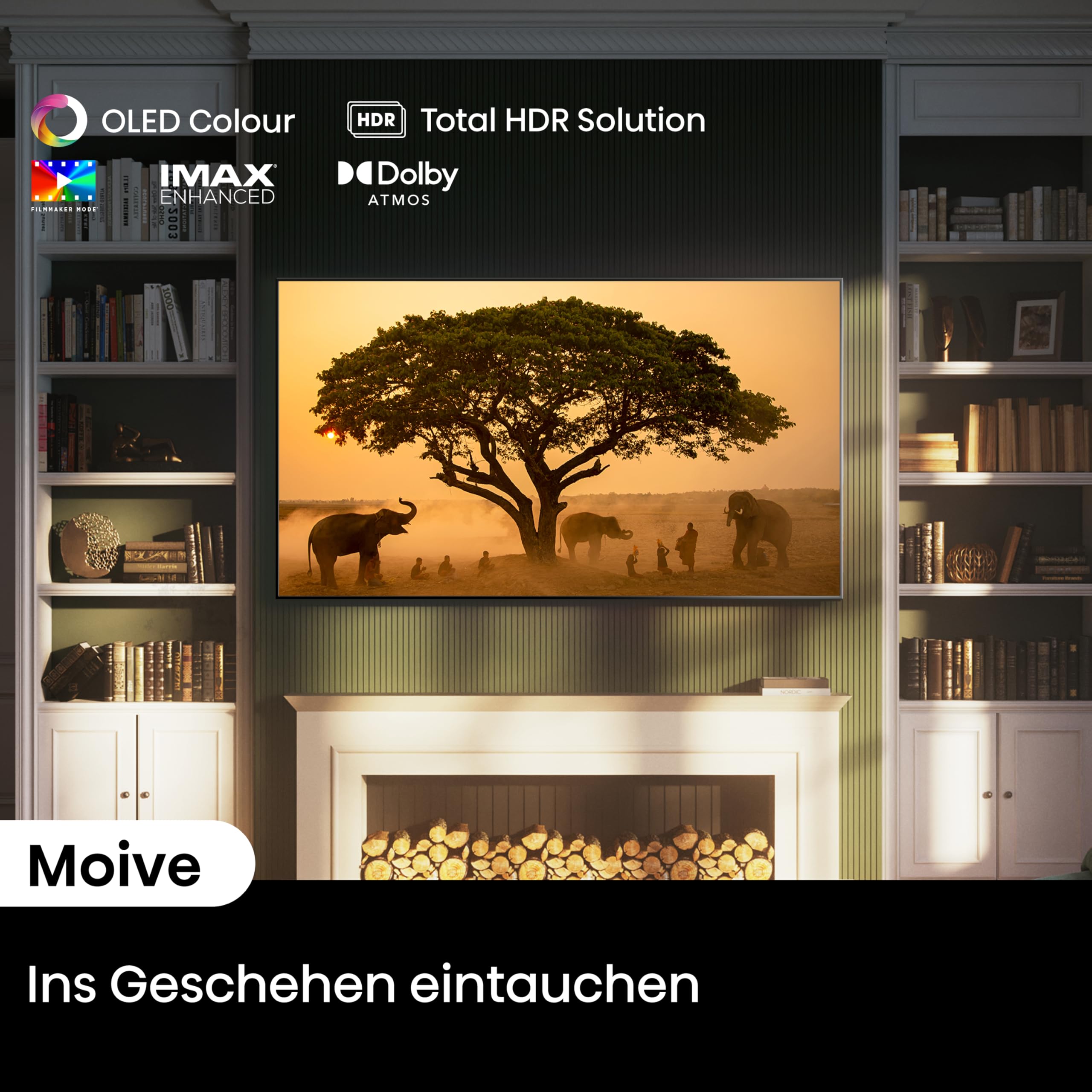 Hisense 65A85N 164cm (65 Zoll) Fernseher, 4K UHD OLED Smart TV,120Hz, HDMI 2.1, Game Mode Pro, AMD FreeSync Premium, Dolby Vision IQ & Atmos, Bluetooth, Alexa Built-in, Schwarz, [2024]