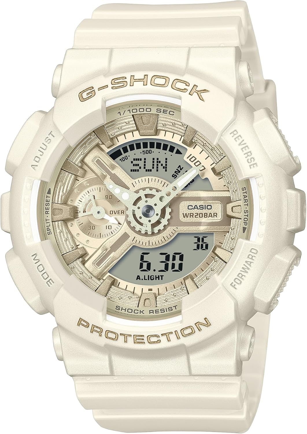 Casio G-Shock Analog Digital Womens Watch Pearlescent White GMA-S110ST-7A