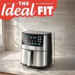 Gourmia Air Fryer Oven Digital Display 8 Quart Large AirFryer Cooker 12 Touch Cooking Presets, XL Air Fryer Basket 1700w Power Multifunction GAF838 Black and stainless steel air fryer