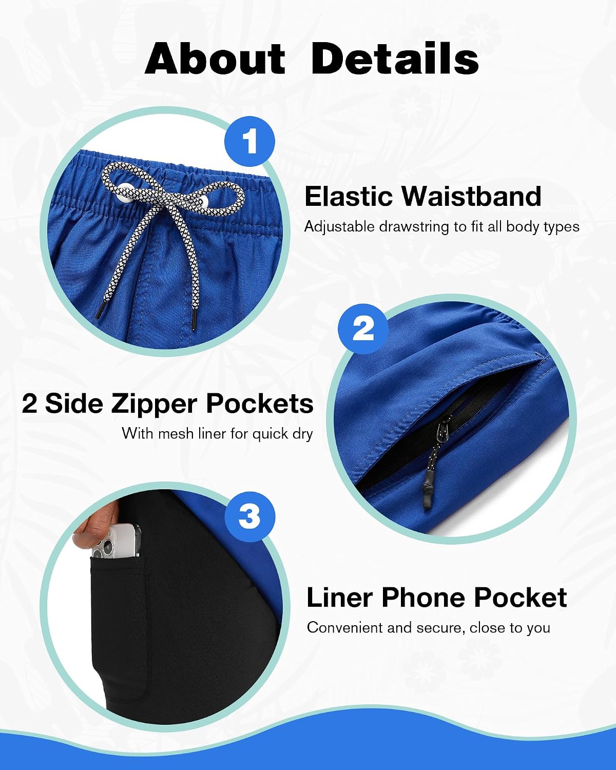 zeetoo Mens Swim Trunks with Compression Liner 5.5" Quick Dry Swim Shorts with Zipper Pockets Bathing Suit