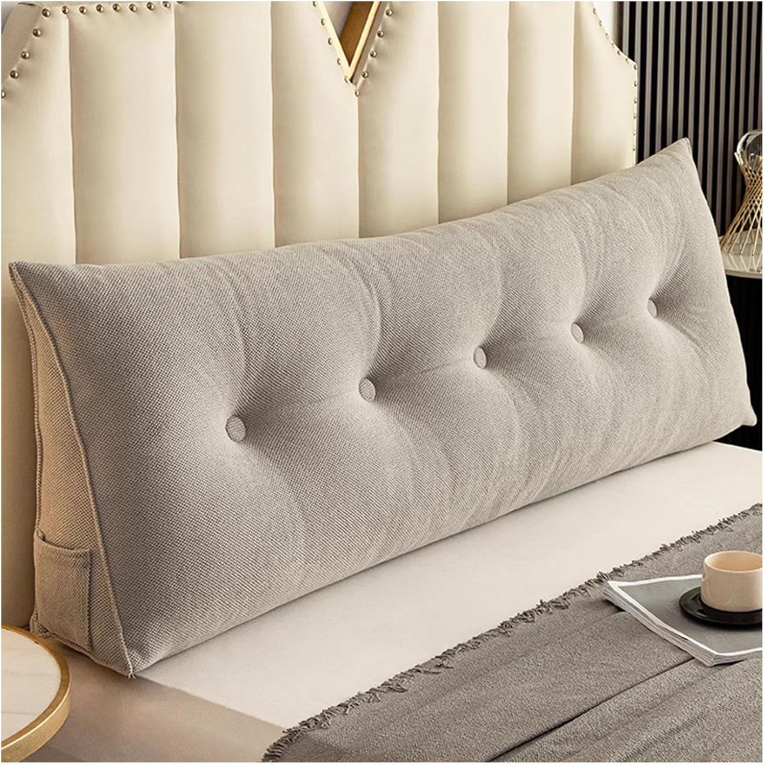 ベッドウェッジ枕、人間工学に基づいたデザインの三角形のヘッドボード枕、ベッドに座るための大きなボルスター、ホームオフィスの子供と大人 ヘッドボードクッション  クッション ベッド バックレスト ヘッドボード 200*60*6cm 三角ウェッジ枕 北欧 スポンジ グレー ... ヘッドボード用ベッドウェッジ枕。人間工学に基づいたデザインの三角形の背もたれ枕。昼寝やゲームなど、さまざまなシーンで活躍。