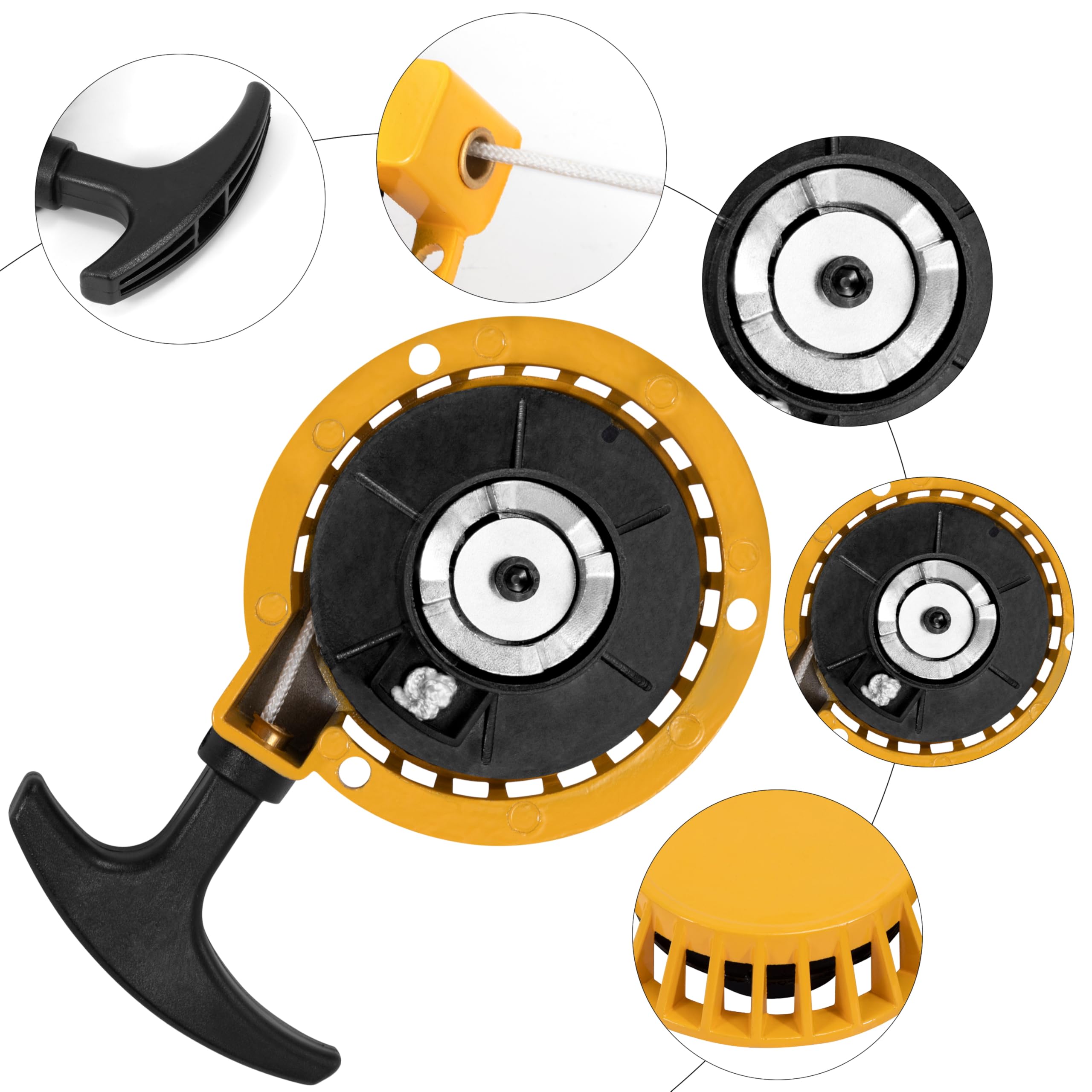 Tunejoy Avviamento Strappo Moto Avviamento Accensione Minimoto Pull Starter Easy in Alluminio per Mini Pocket Dirt Bike Minimoto ATV Quad 2 Tempi 47cc 49cc Giallo
