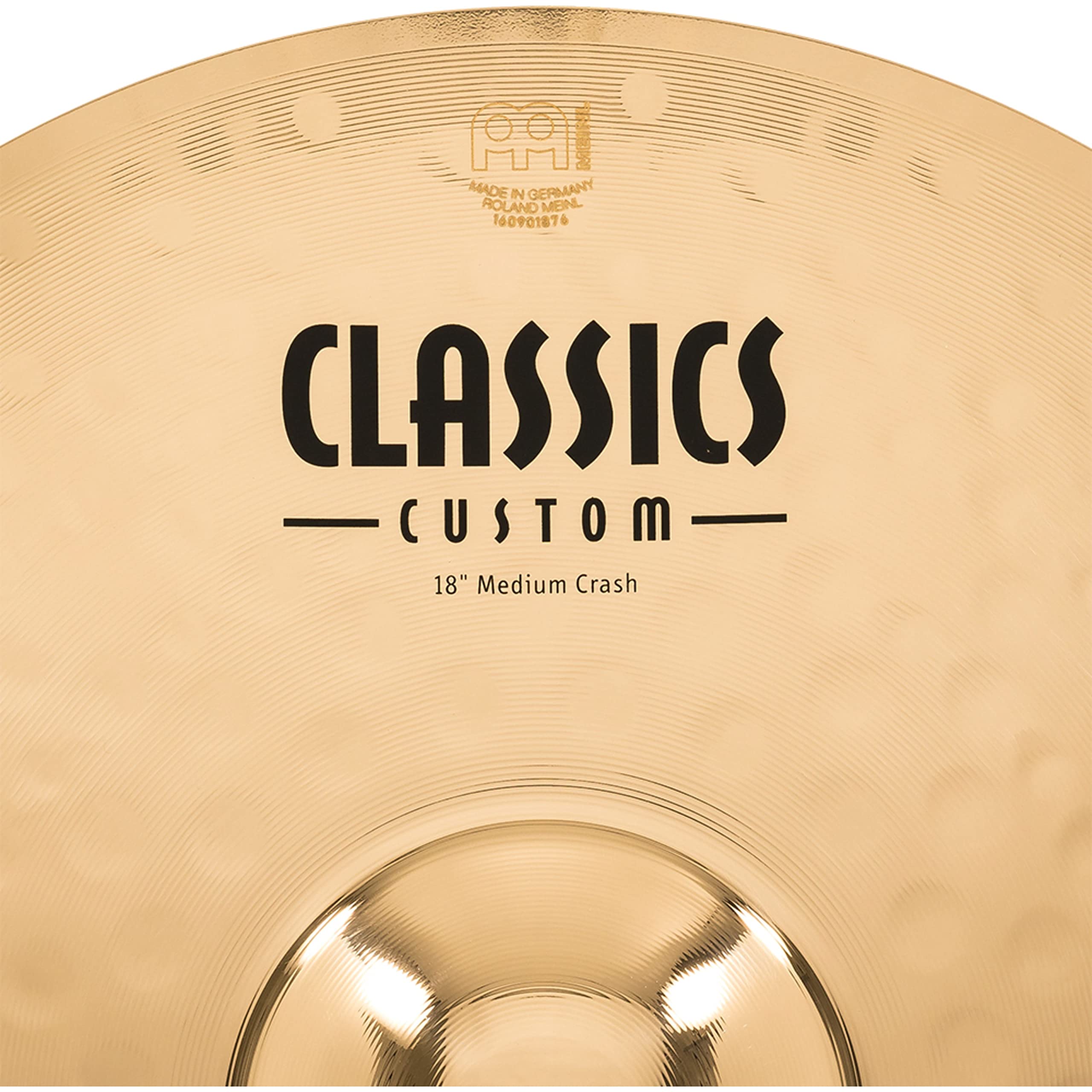 Meinl Cymbals Classics Custom Brilliant Piatto Crash Medium 18 pollici (45,72cm) per Batteria - Bronzo B12, Finitura Brillante, Prodotto in Germania (CC18MC-B)