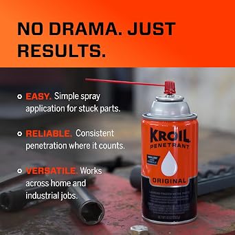 Kroil Aerokroil Penetrant - Rust Penetrating Lubricant - Corrosion Inhibitor Oil for Chains, Hinges & Stuck Metal Parts - Home & Industrial Use - Aerosol - 10 oz - 1 Pack (KS102)