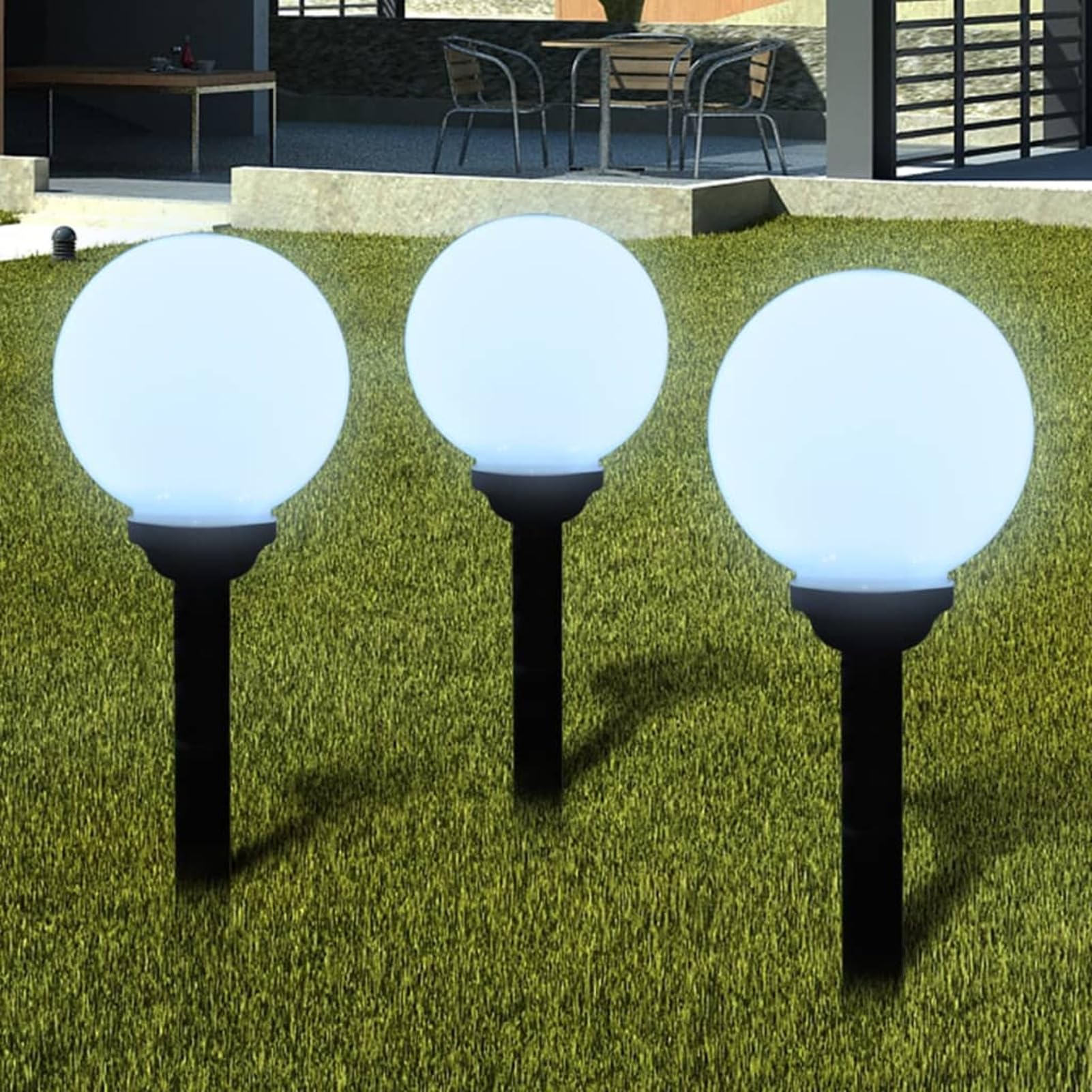 ZEYUAN Lampione Solare a LED da Giardino 20 cm 3 pz con Picchetto,Lampione da Giardino Moderno,Illuminazione per Esterni,Lampione da Giardino Esterno