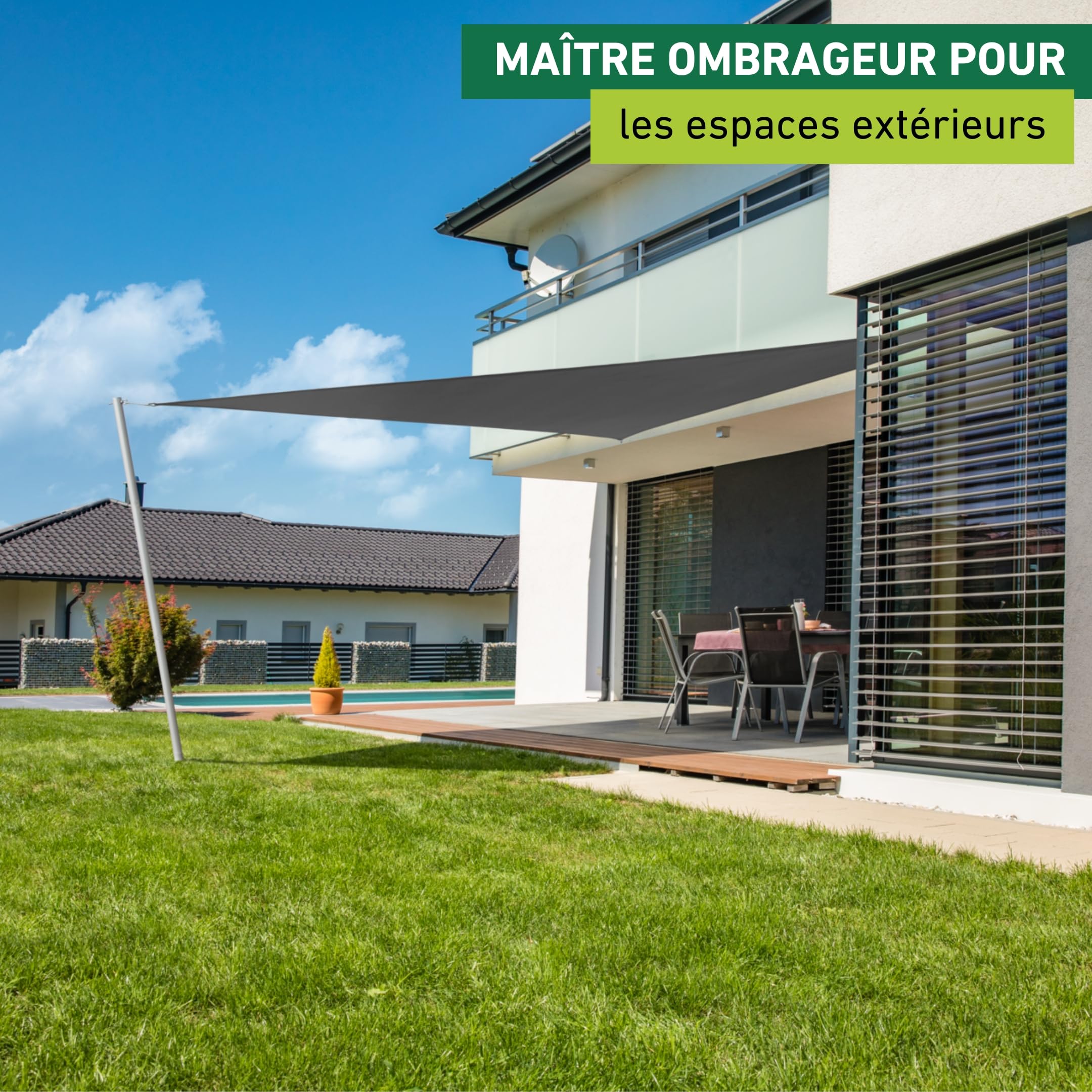 Windhager Auvent d'ombrage Triangulaire 4 x 4 m (isolé) - Protection Solaire pour Jardin et terrasse - Résistant aux UV et aux intempéries - Anthracite - 10715