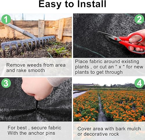 Miniatura 4 de XPCARE Alfombrilla de jardín de alta calidad con aguja profesional de 5 onzas resistente y duradera para jardín fácil instalación control de malas