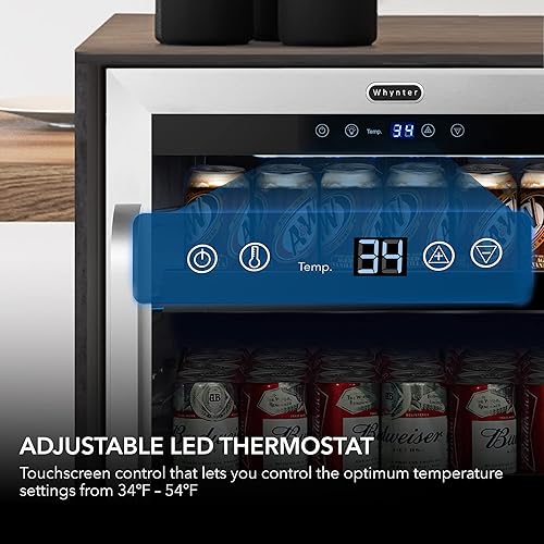 Miniatura 6 de Whynter BBR-148SB 140 capacidad de lata Refrigerador y enfriador de bebidas empotrado debajo del mostrador con puerta reversible, control digital y