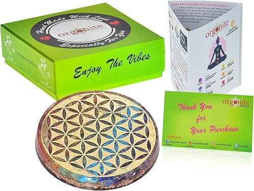 Miniatura 5 de Orgonite Crystal Water Charging Plate –Chakra Balancing Coaster and Positive Energy Generator Flower of Life and with 7 Healing Crystals for