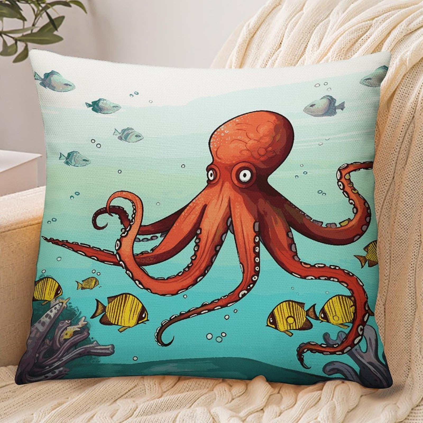 Fekiloot Style Giant Octopus Pillowcase Pillow Sham Pillow Case