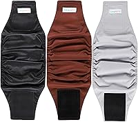 Vista 7 de Langsprit Bandas para el vientre masculino para perros (paquete de 3) – Envolturas de alta absorción para perros machos lavables – Pañales oso polar