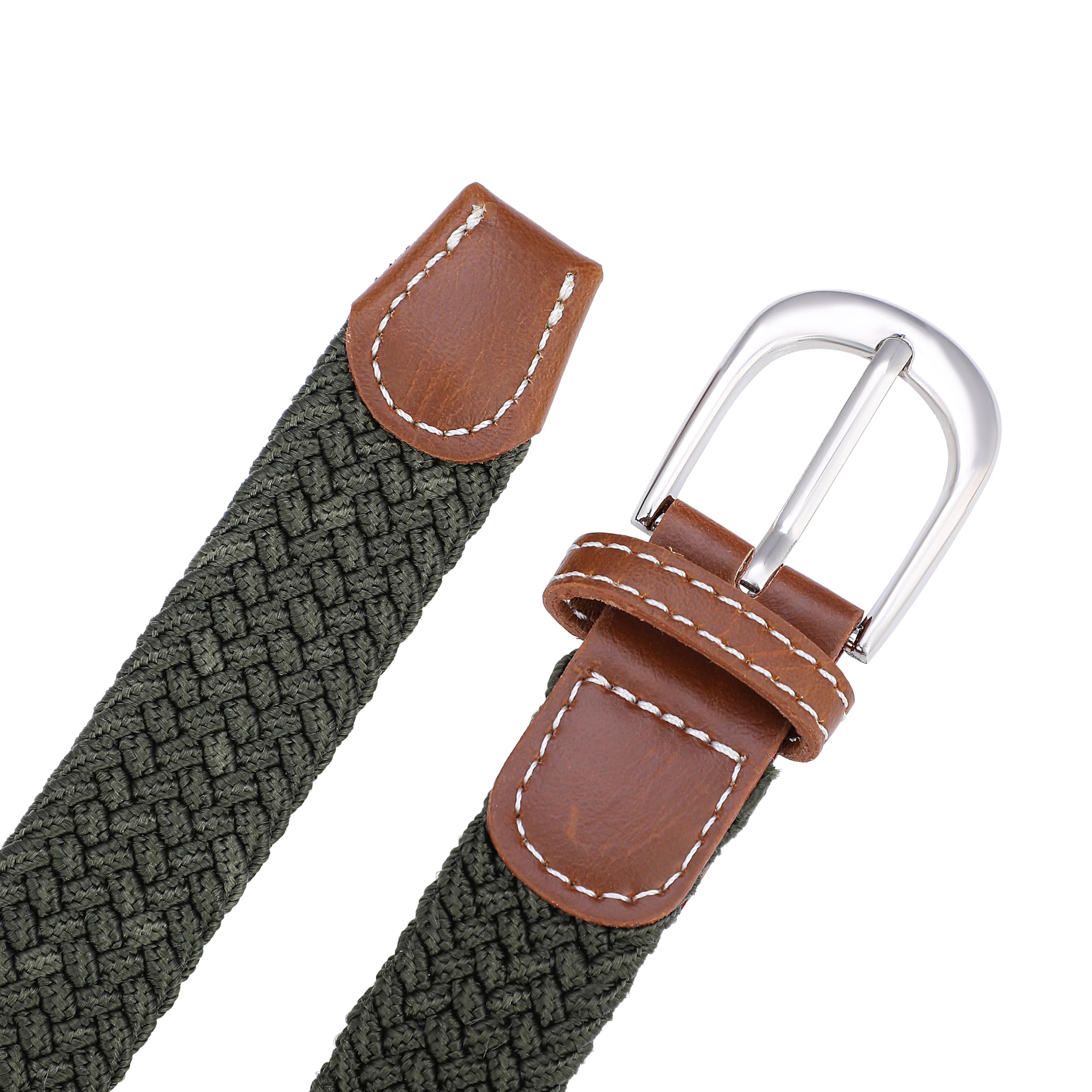 MagicPop Unisex Child Nylon Stretchable Belt For Kids, Fancy Belt For Formal, Casual & Jeans Wear, Waist 20-24-28-30 Inch 3|5|7|9|11 Yrs (Military Green, W26-30 Inch) 1