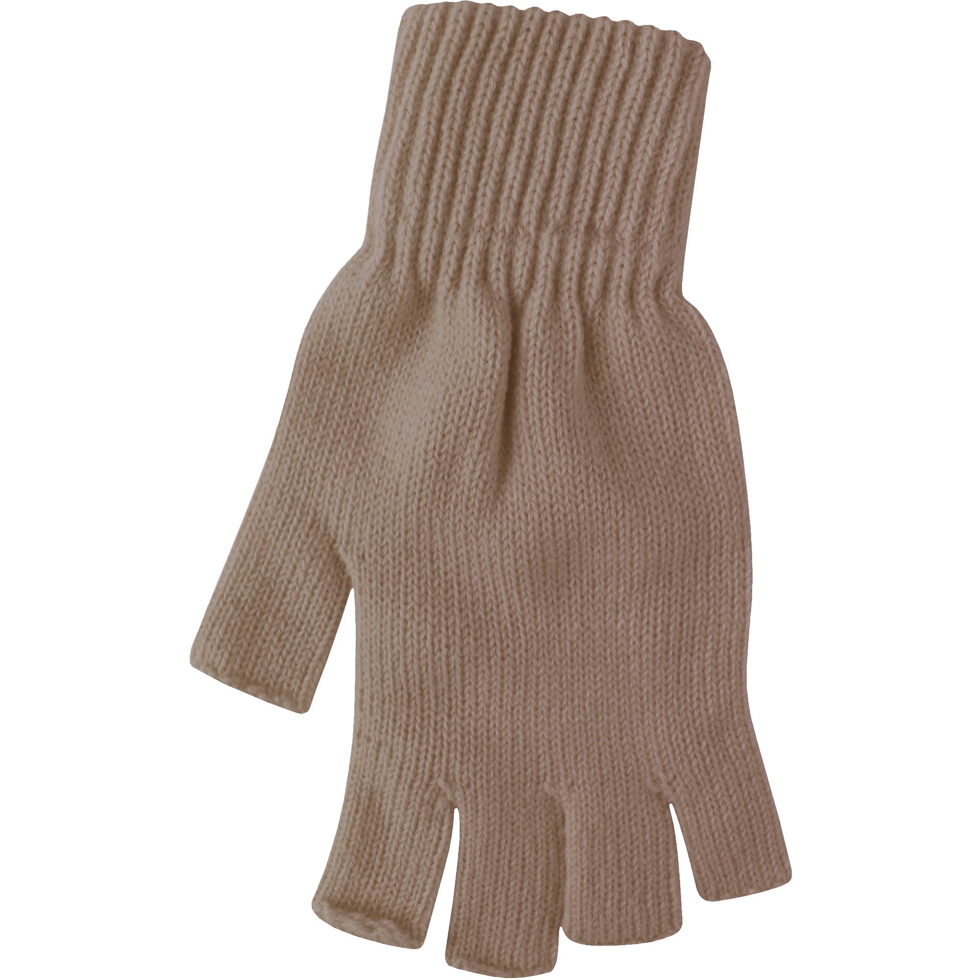 TeddyT's Women's Super Soft Warm Fine Knit Thermal Fingerless Winter Gloves (Hazelnut Truffle)