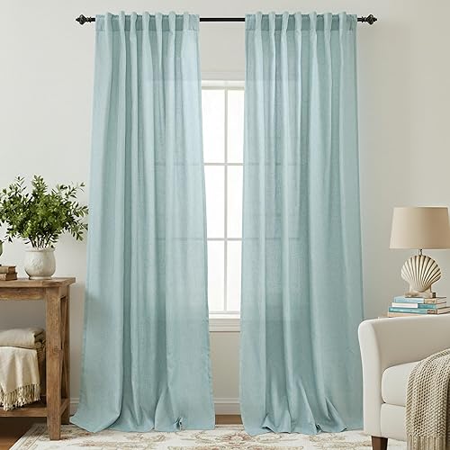 Miniatura 158 de KOUFALL Cortinas transparentes de lino de 90 pulgadas, cortinas para Sala Modernas 2025 De Lino Elegantes, cortinas personalizadas con pestaña