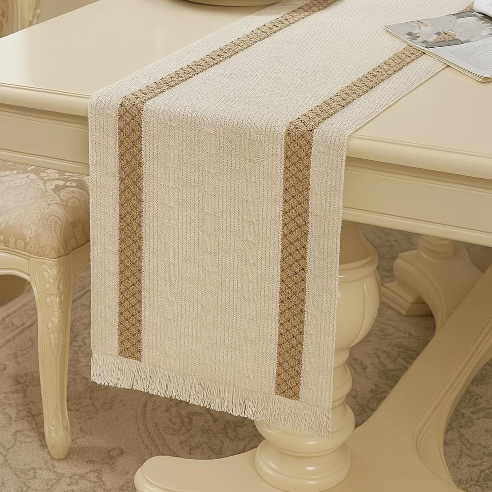 Linen Table Runner, Cream Table Runner 30x120cm, Long Table Runner for Dining Table, Coffee Table, Parties and Home Decor