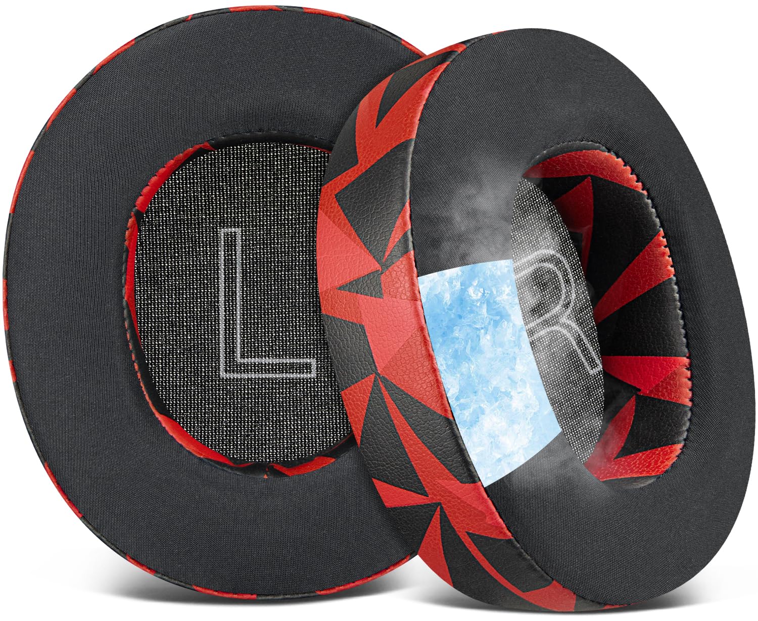 SOULWIT Cooling-Gel Replacement Earpads for Steelseries Arctis Nova Pro Wired, Nova 1/1X/1P/3/3P/3X/4/4P/4X/5/5P/5X/7/7X/7P Headphones, Ear Pads Cushions with Noise Isolation Foam - Red Storm