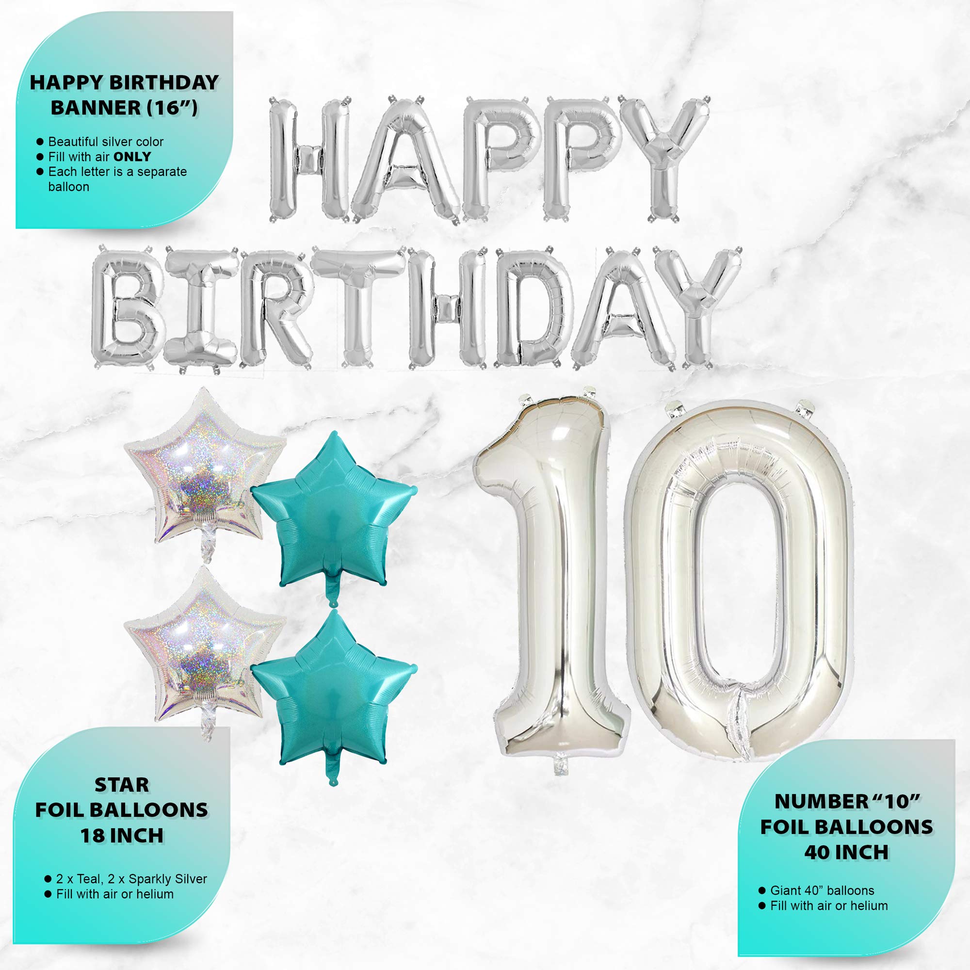 70 Piece Happy 10th Birthday Decorations For Girl, Happy 10th Birthday Cake topper, 10th