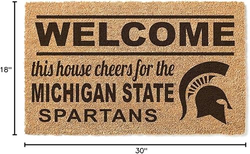 Miniatura 3 de KH Sports Fan Tapete de fibra de coco de bienvenida de Michigan State Spartans, 18 x 30 pulgadas, alfombra para exteriores Spartans; muestra tu