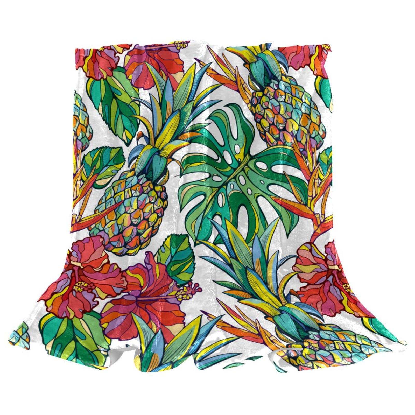 Couverture polaire de literie motif ananas coloré tropical pour chambre et canapé