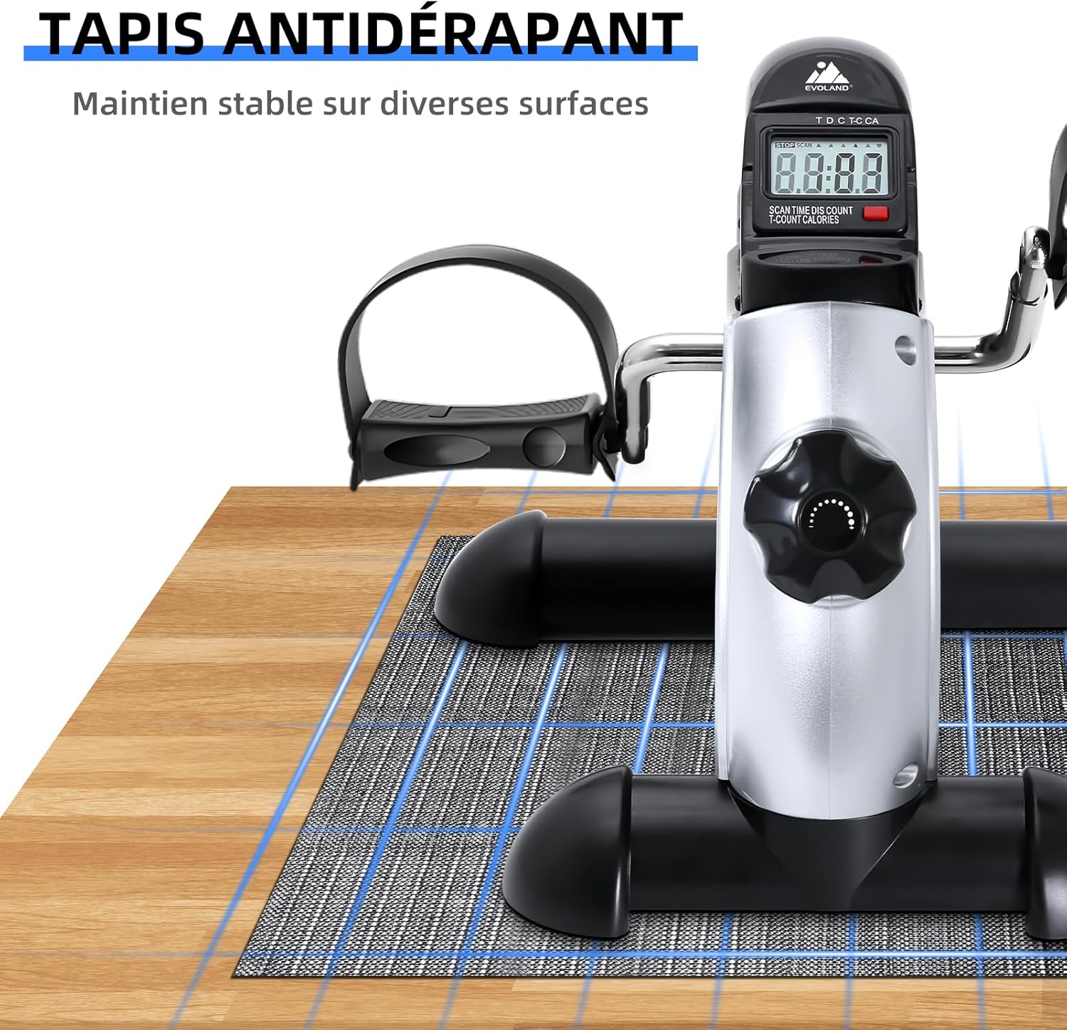 Exercise bike secured with a stability strap