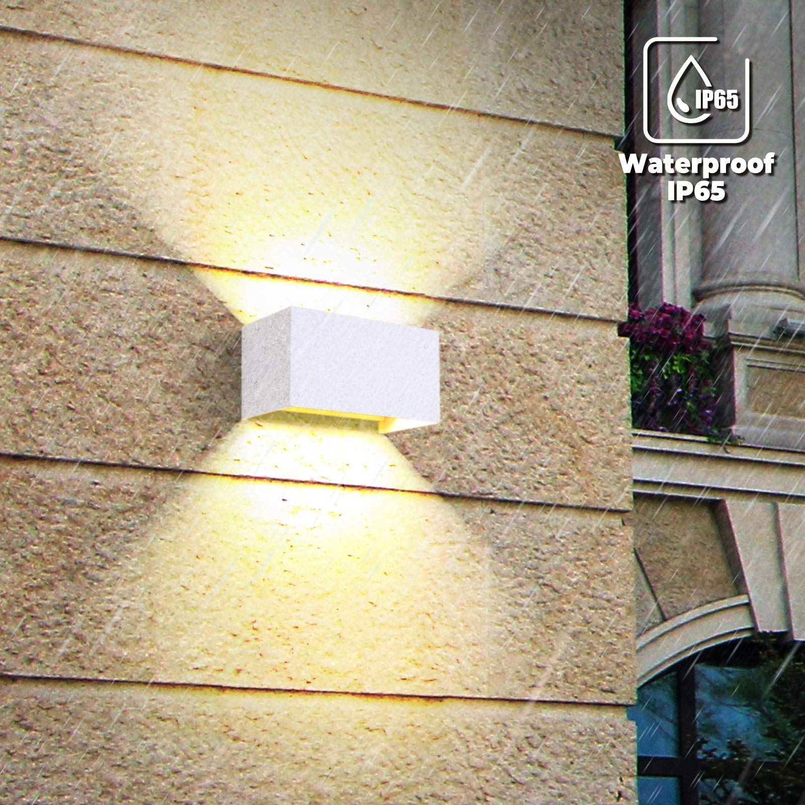 ENCOFT 24W Applique Esterno Interno COB LED, Lampada da Parete Muro IP65 Impermeabile, Luce Bianco Caldo 3000K, in Alluminio Angolo Regolabile, Bianco