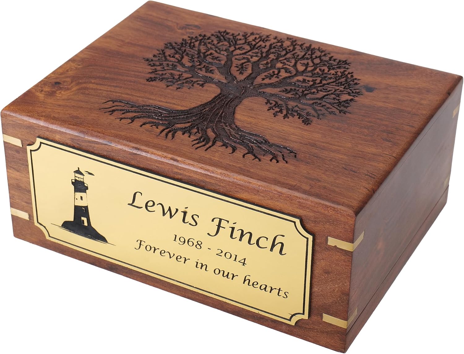 Personalized Cremation Urn for Human & Pet Ashes, Tree of Life Wooden Memorial Urns Box for Adults, Male/Female, Funeral Burial Urn, Custom Sizes S - XL (40–250 lbs Capacity) - Handmade Wood Urns