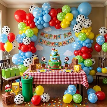 Red Yellow Blue Balloons - 60pcs Toy Inspired Cartoon story Balloons With Cloud Cow Print Yellow Red Sky Blue Balloon For Kids Boys Robot Farm Themed Birthday Decorations Baby Shower Circus Party