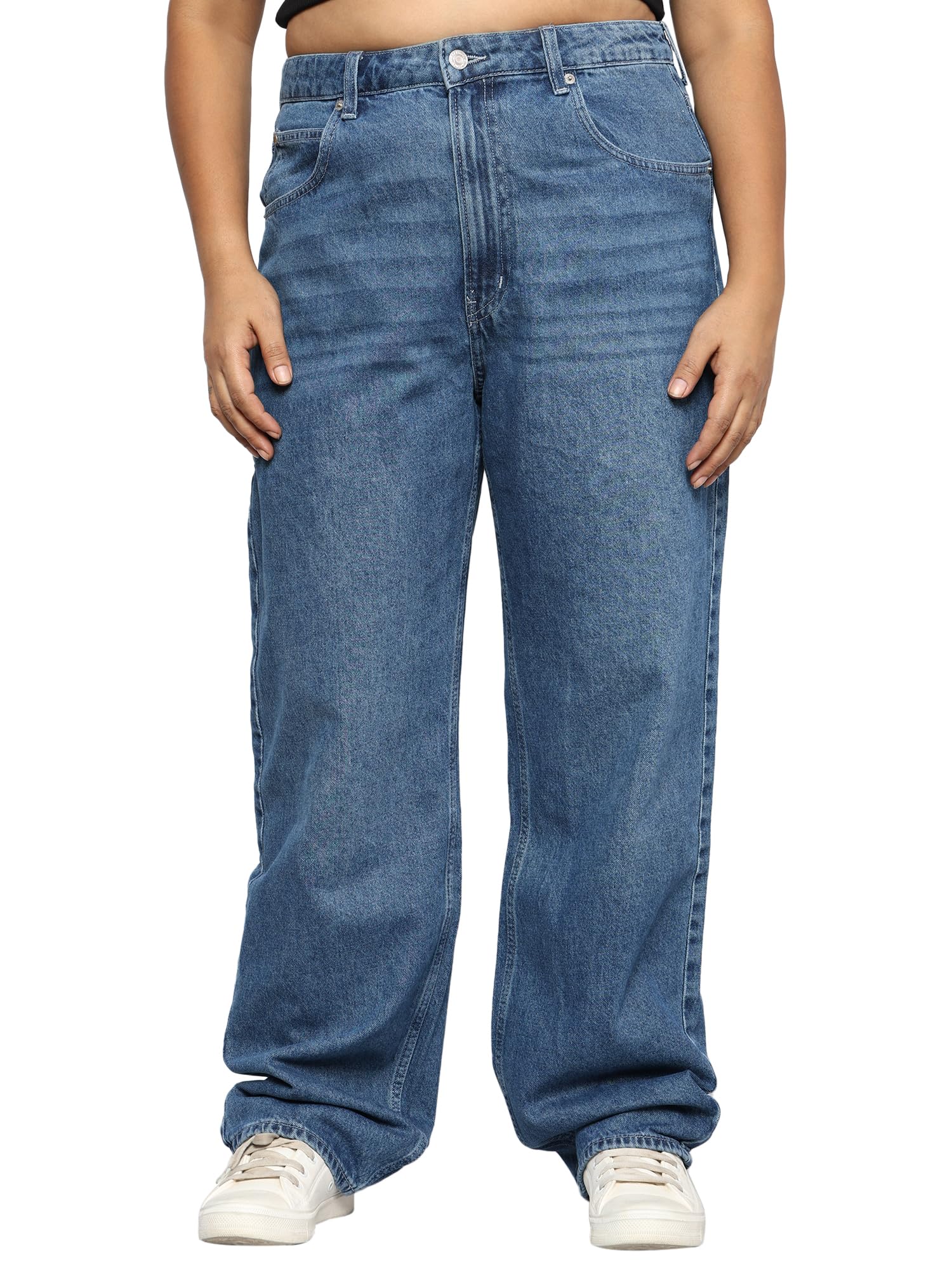 Plus Size Women Pure Denim -Baggy/Loose Fit Jeans- HIGH RISE -NON 
