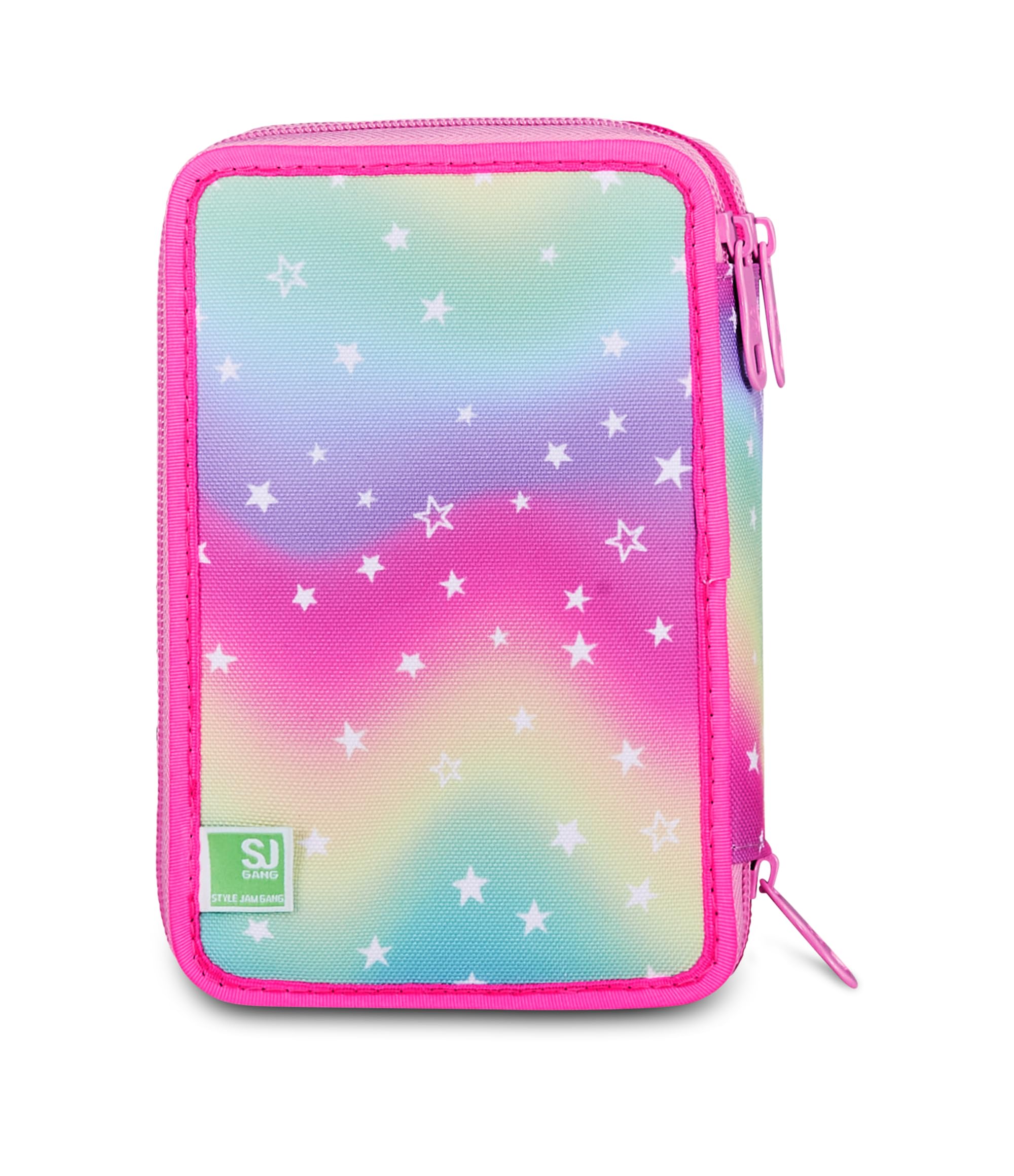 SJ GANG STYLE JAM GANG Astuccio Scuola 3 zip SOFT POUCH GIRL, Rosa, Triplo Scomparto, 45 pezzi, Portapenne Attrezzato, Completo di matite, penne e colori, Accessori Zaino, Scuola elementare, Bambina
