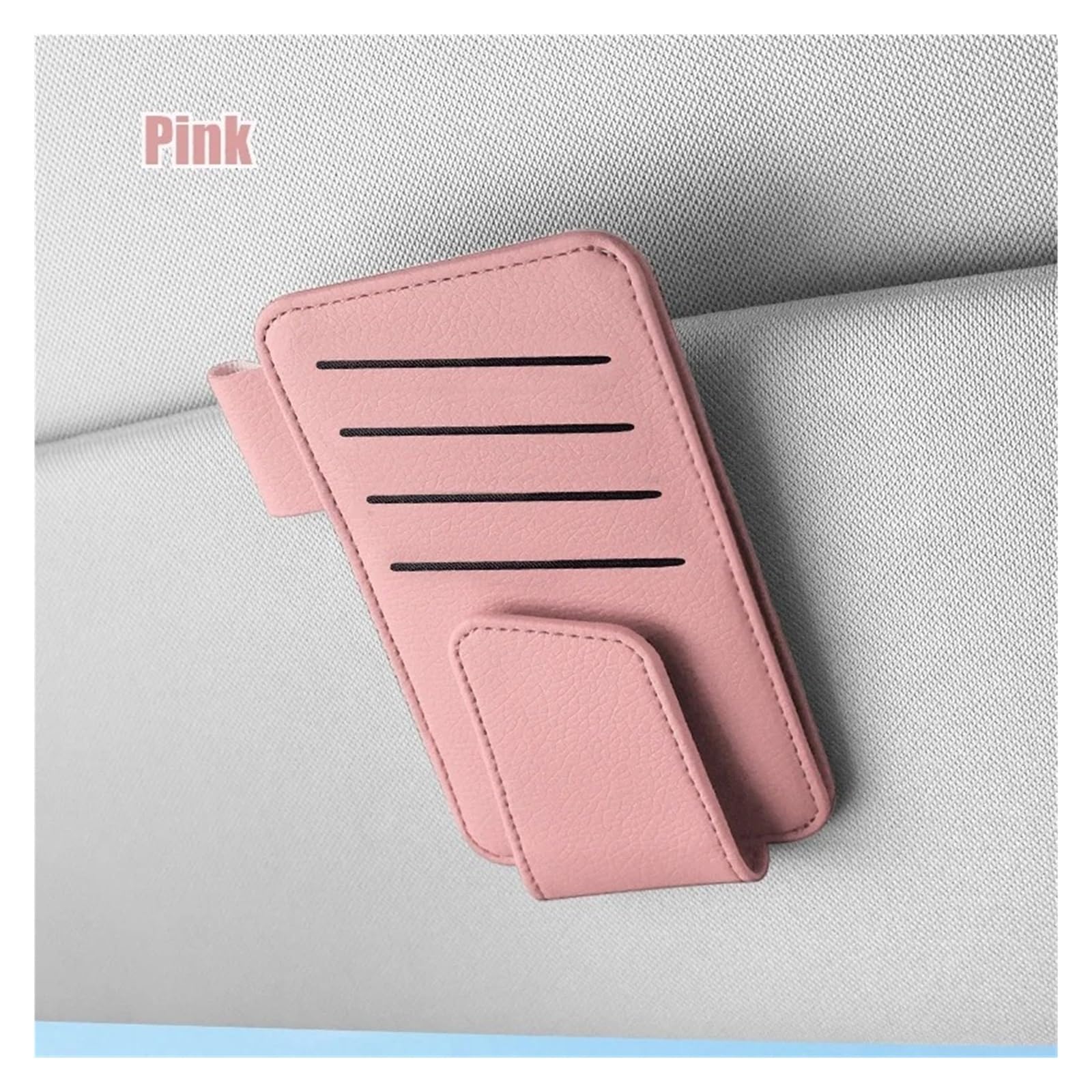 Porta Occhiali Interno Auto Porta Occhiali da Sole per Visiera Parasole per Auto Clip Magnetica in Pelle E Accessorio per Biglietti(Black)
