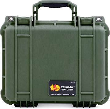 Pelican Protector 1400 Case by ColorCase - OD Green - Medium Size Waterproof Case with Pick & Pluck Foam & Convoluted Lid Foam - OD Green Handles & Latches