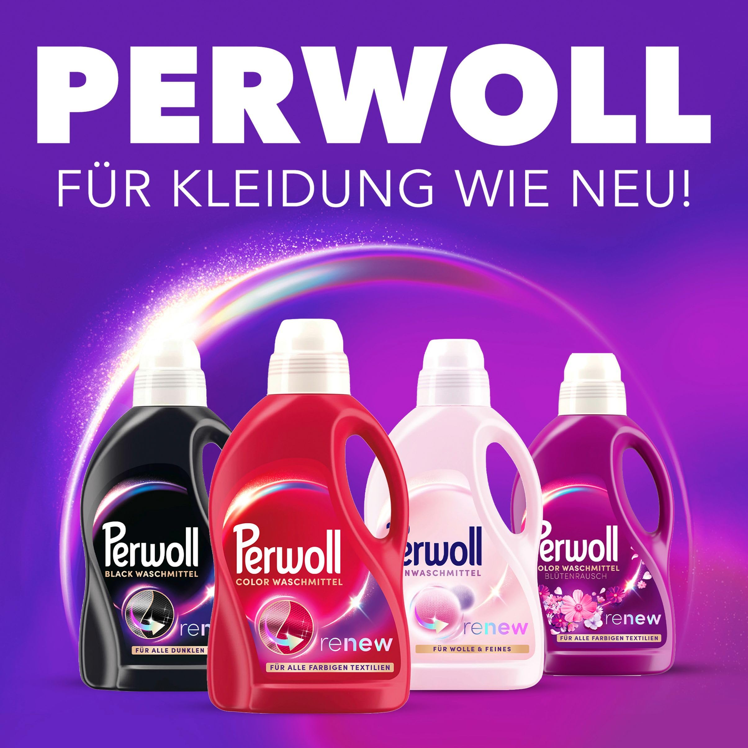 PERWOLL Color Waschmittel 160 (2 x 80 Waschladungen), Feinwaschmittel reinigt sanft und erneuert Farben und Fasern, für alle farbigen Textilien, Color Waschmittel mit Dreifach-Renew-Technologie