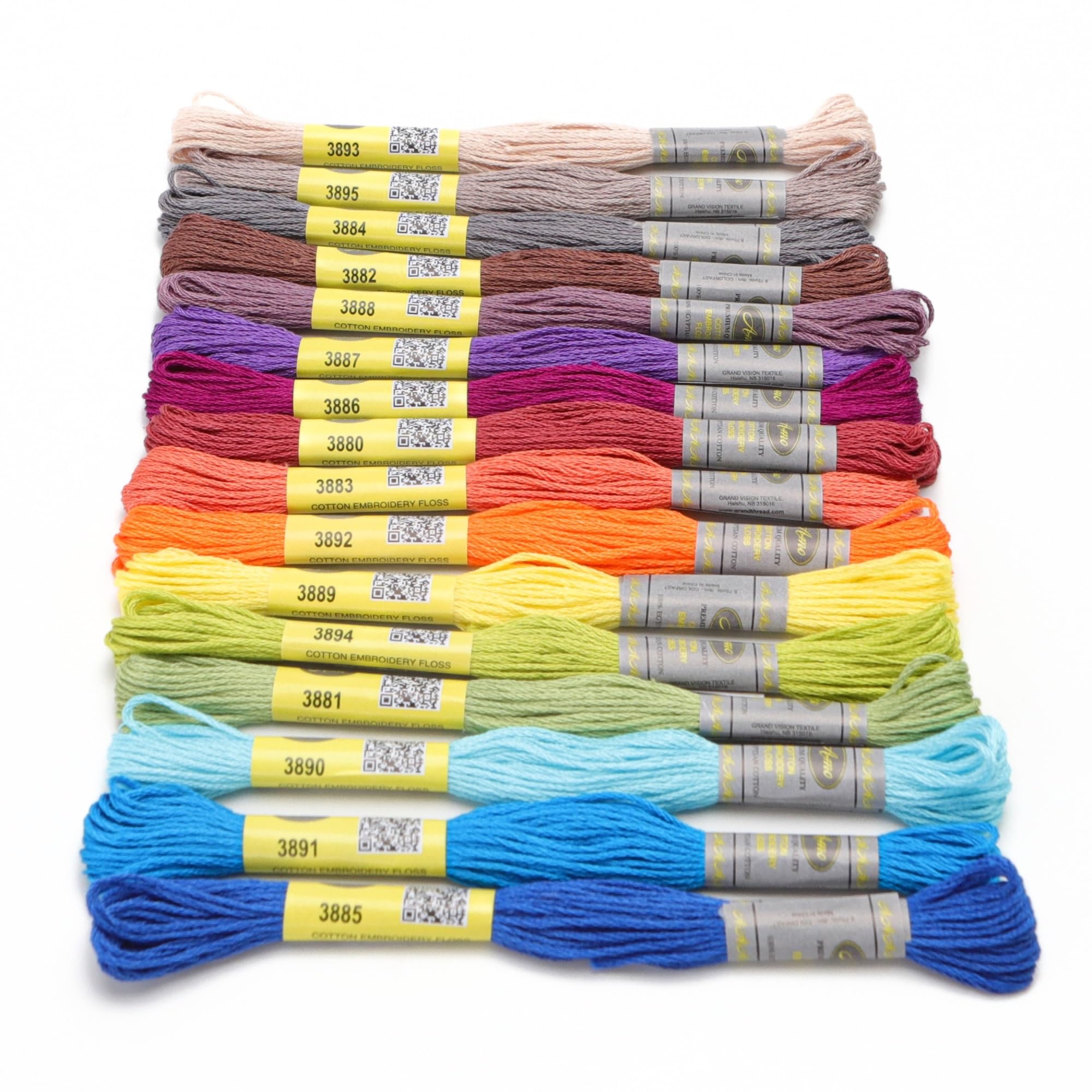 Kit de fils à broder en coton égyptien avec 16 couleurs éclatantes pour vos loisirs créatifs