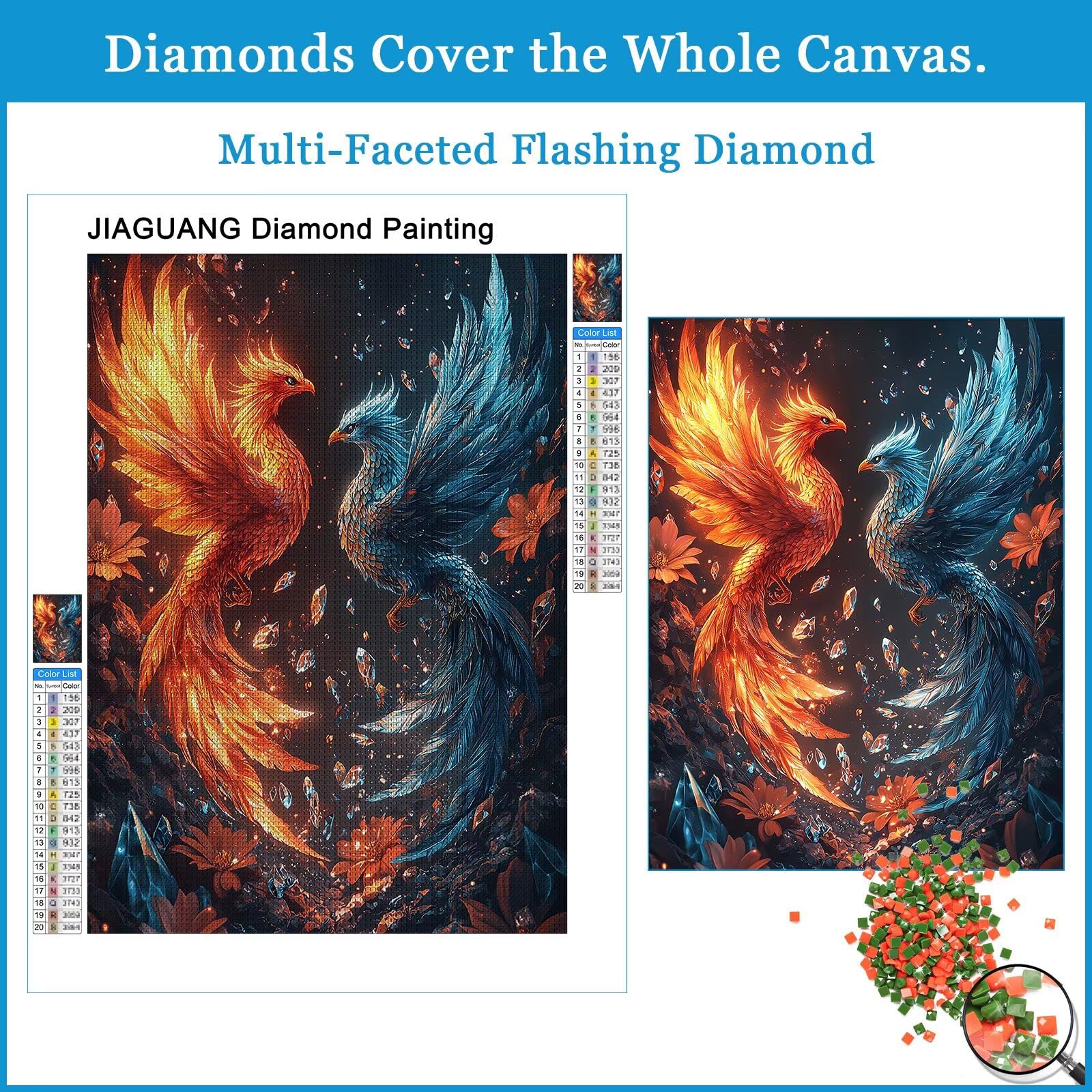 Diament Malarstwo Dorosły Feniks Diament Malarstwo dla dorosłych, 5D DIY Diamentowe Malarstwo Pełny zestaw Anime, Haft Diamentowy Kryształ Ścieg krzyżykowy dla początkujących, Dekoracja ścienna do