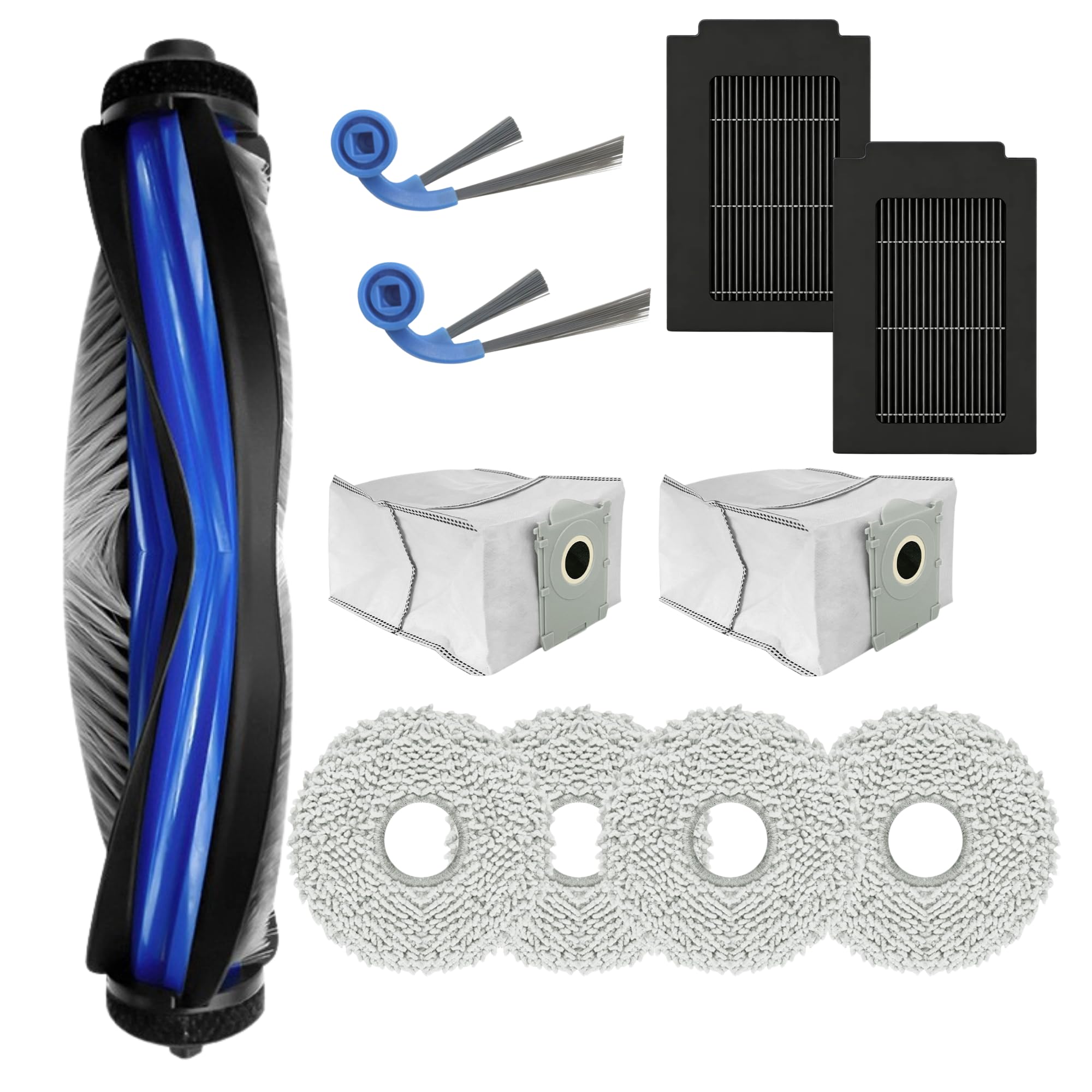 ZONIKO Replacement Parts for ECOVACS Deebot N50 Pro Omni, 11-Pack Spare Parts Bundle |1 Main Roller Brush, 2 HEPA Filters, 2 Side Brushes, 4 Mop Pads, 2 Dust Bags-picture-12