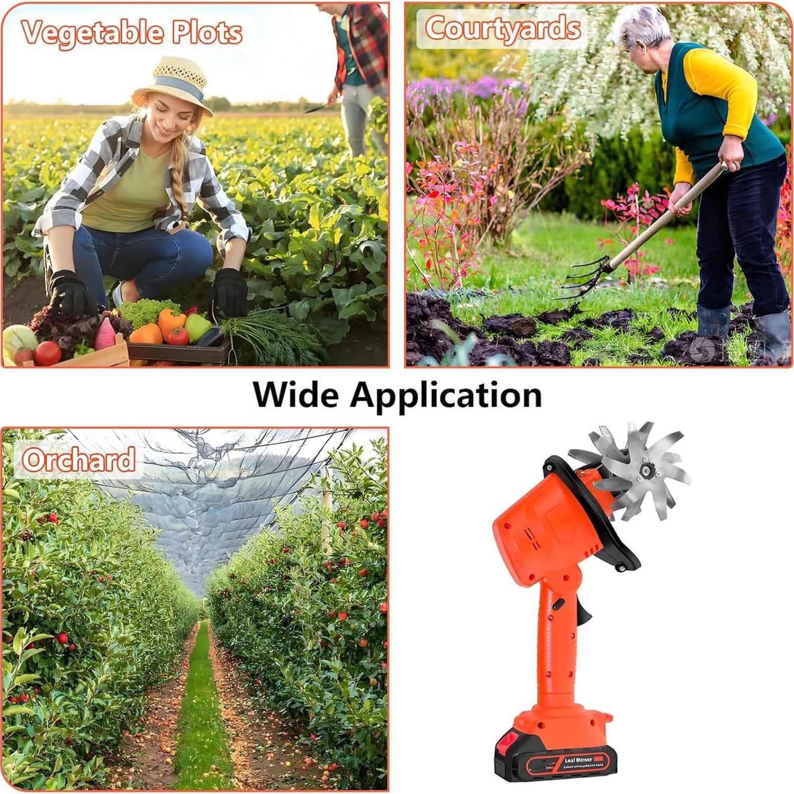 Generico Motozappa Elettrica da Giardino 21V, Mini Motozappa a Batteria con 2 Batterie, profondità di Lavorazione 10 cm, Larghezza di Lavoro 10 cm per Giardinaggio