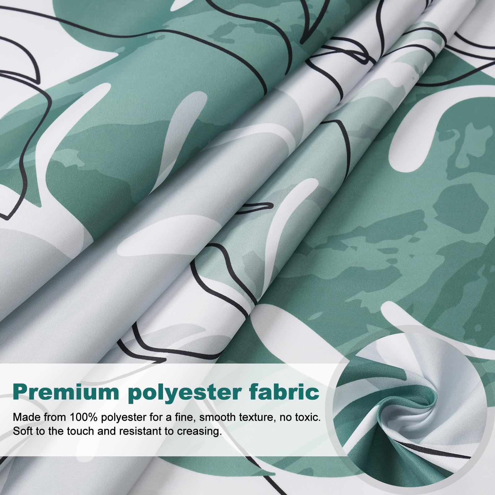 EurCross Green Shower Curtains, Tropical Leaves Bathroom Curtain Anti Mould - Image 4