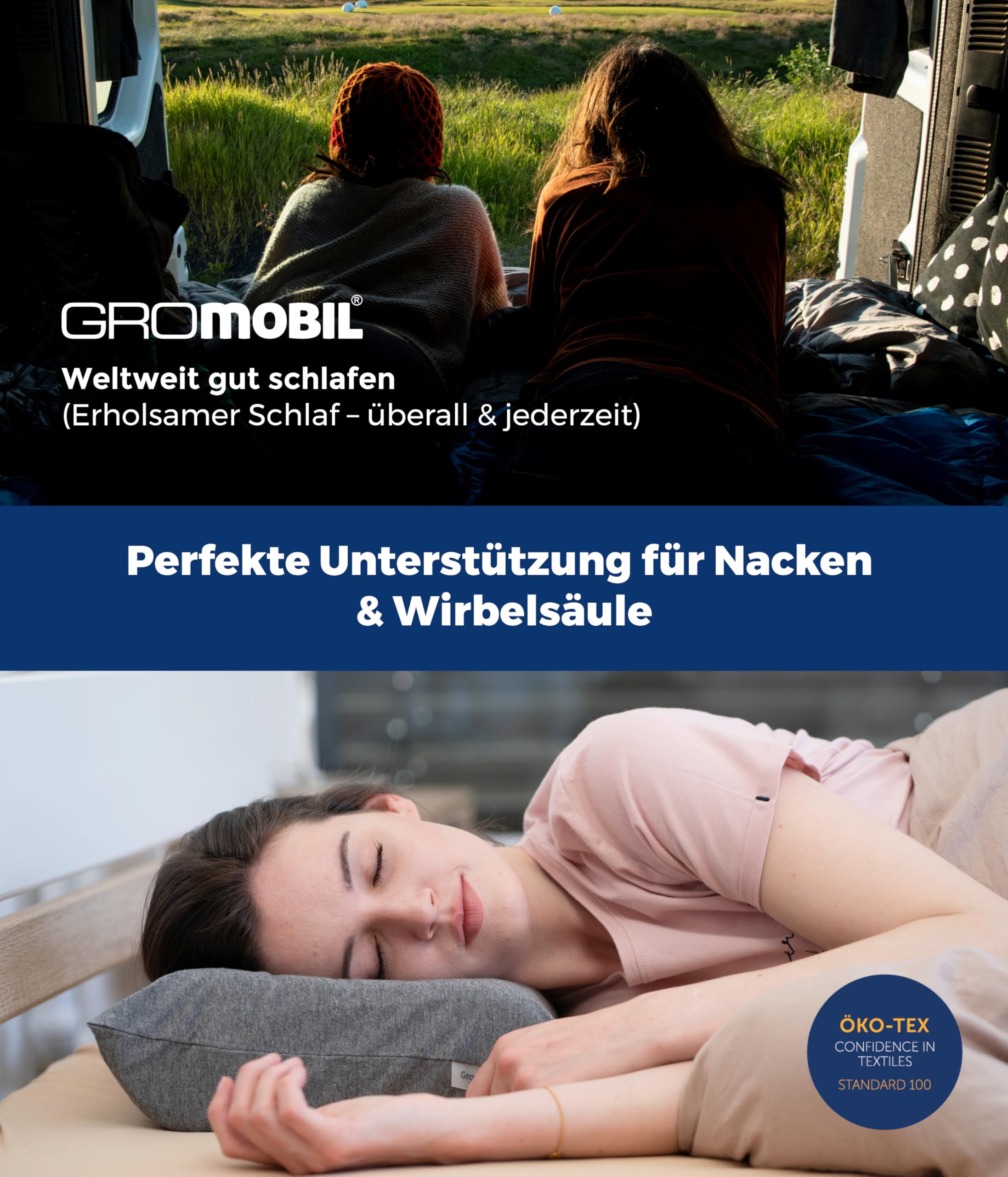 TRAVEL Reise-Nackenstützkissen | Orthopädisch, Formpur® Hybridschaum, Ergonomisch & atmungsaktiv, Für Hotel, Pension, Ferienwohnung & Camping