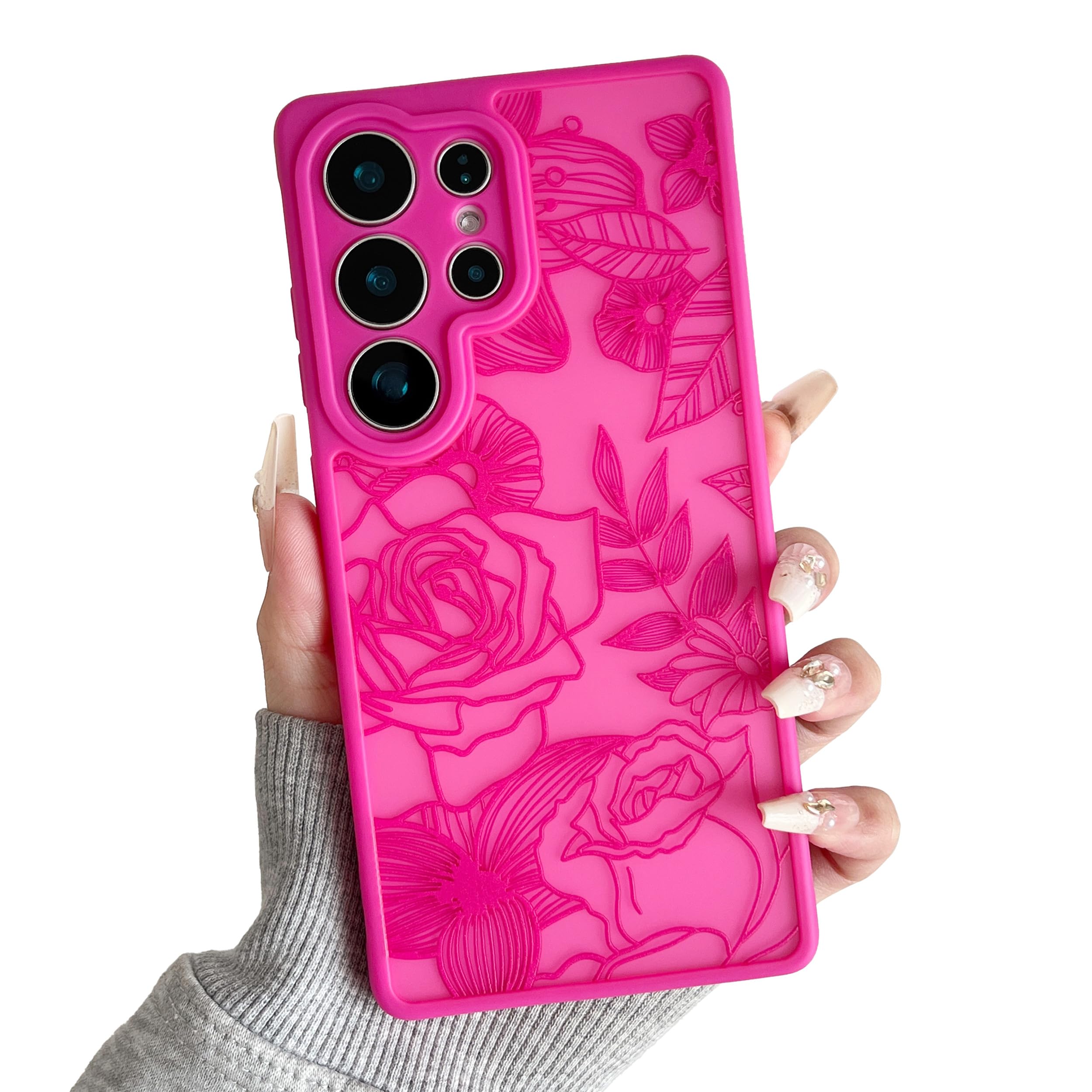 XIZYO for Samsung Galaxy S25 Ultra Case Cute Floral, Hot Pink