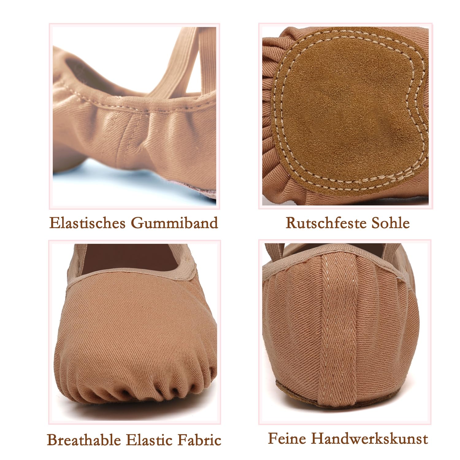 Uniuni Zapatillas Ballet Niña Elástica Zapatos Ballet Suela Cuero Dividido