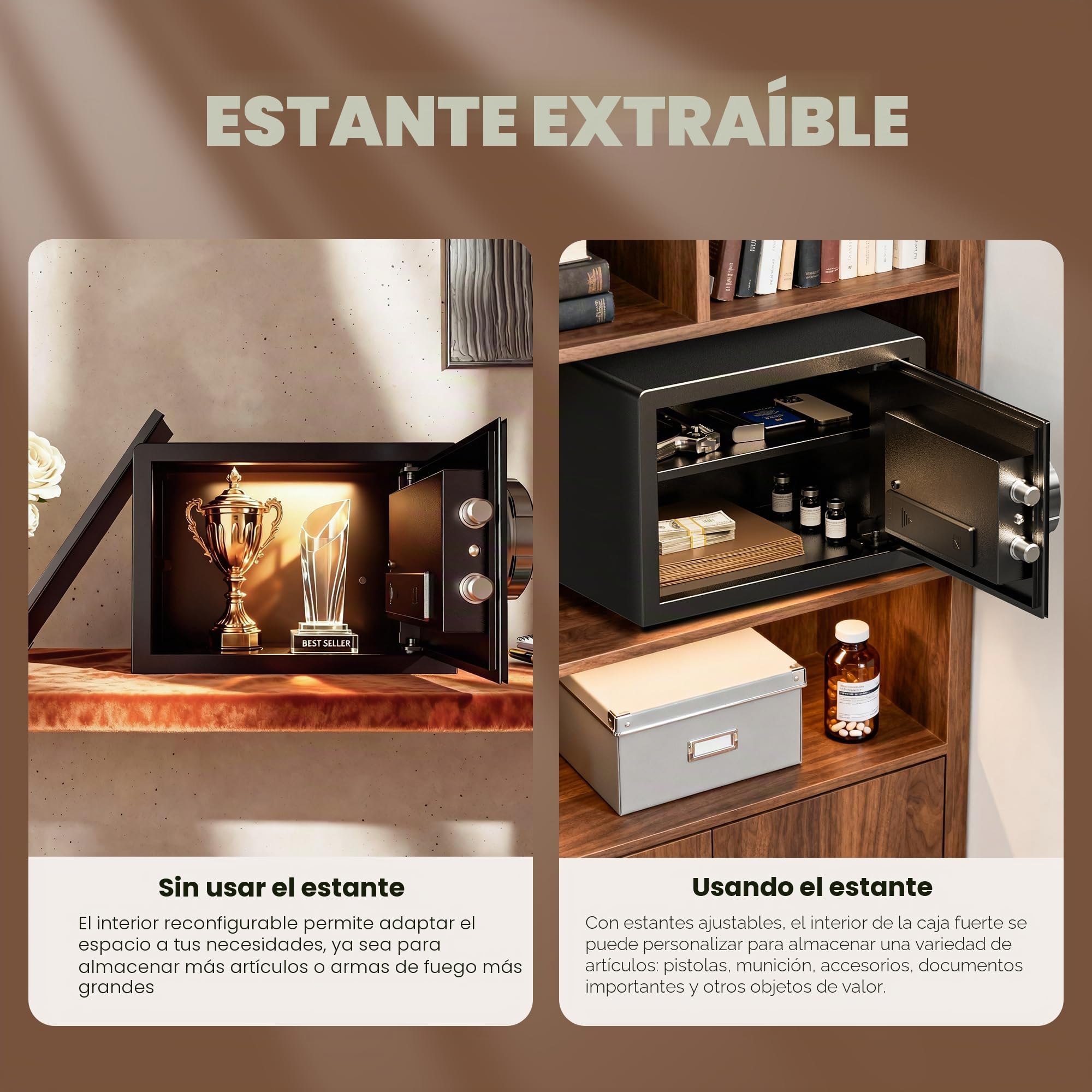 KornerBatl Caja fuerte biométrica inteligente con bloqueo de huellas dactilares (9.84 pulgadas de profundidad x 13.78 pulgadas de ancho x 9.84 pulgadas de alto), caja de seguridad pequeña con modo
