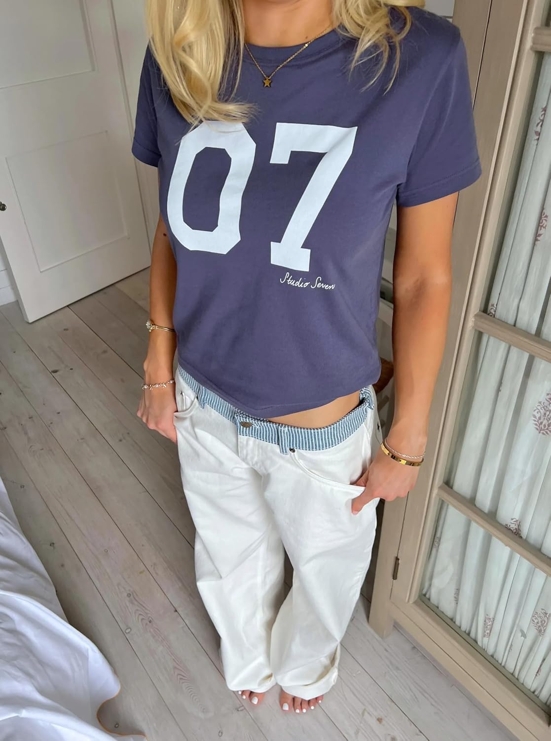 Women's Adjustable Waist Wide Leg Jeans Casual High Waisted Baggy Straight Leg Denim Pants - Image 7