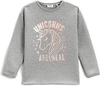 Koton Girl's Unicorn Printed Sweatshirt Crew Neck Long Sleeve