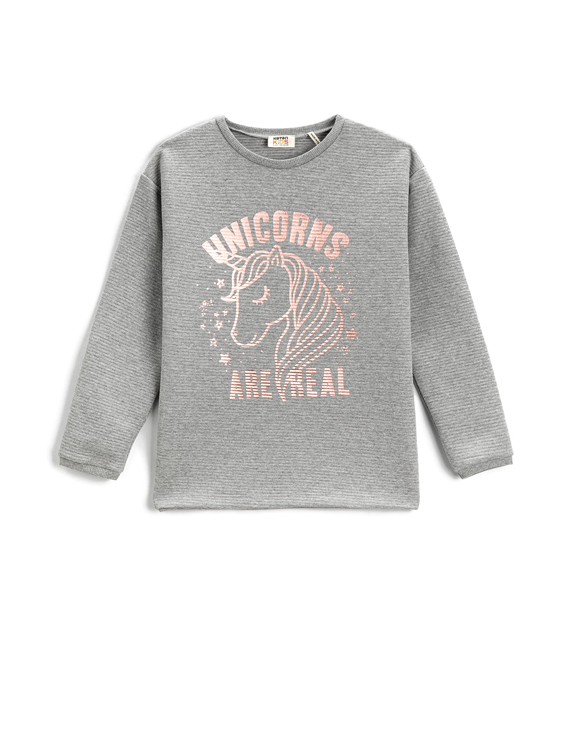 Sweatshirt Uzun Kollu Unicorn Baskılı Bisiklet Yaka