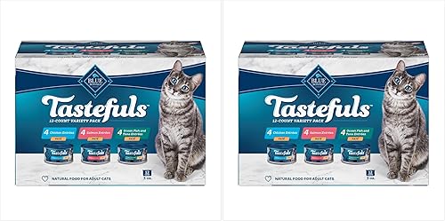 Miniatura 11 de Blue Buffalo Tastefuls - Paquete variado de alimento húmedo natural para gatos, atún, pollo y pescado y camarones en hojuelas en salsa, latas de 5.5